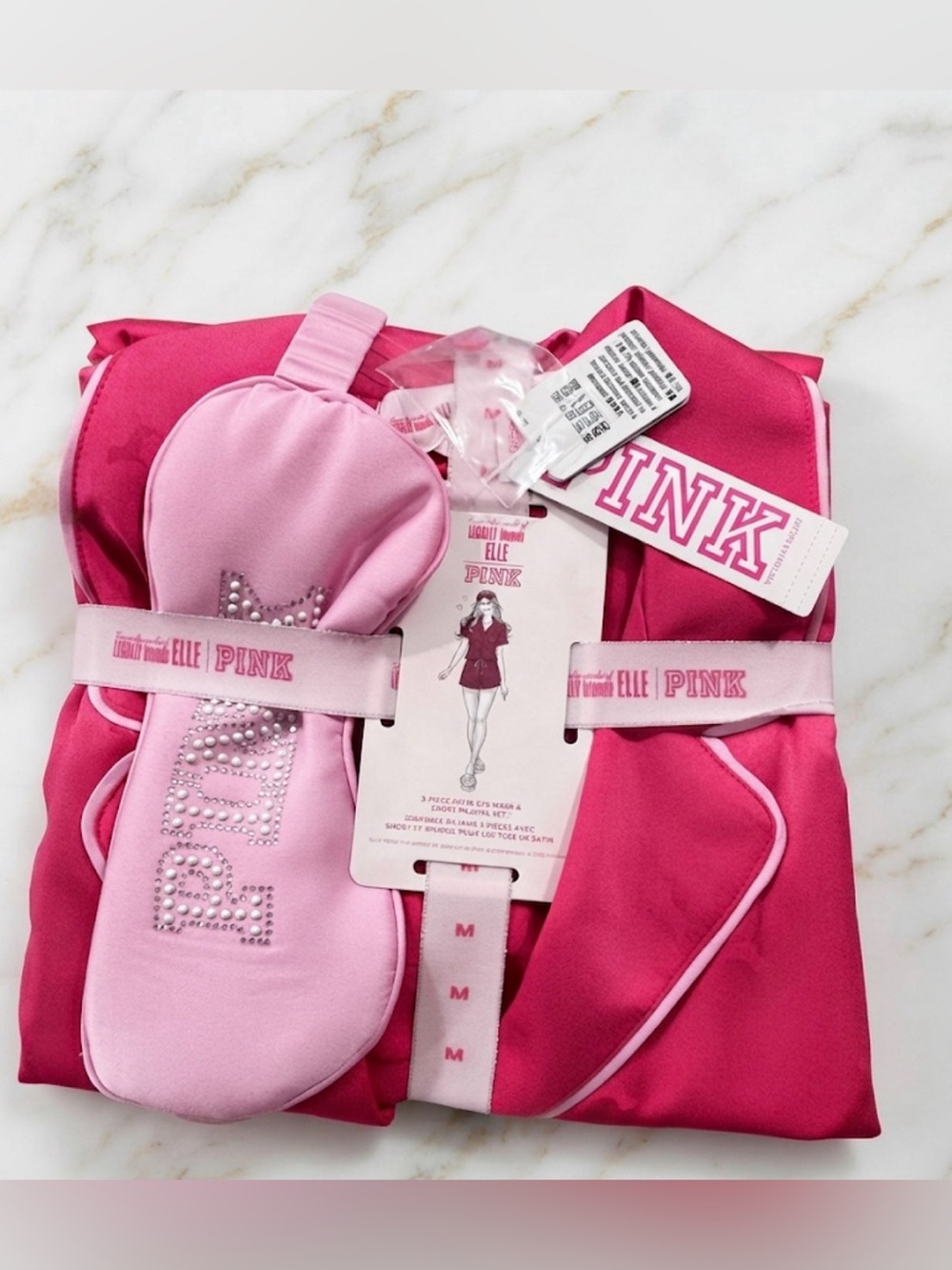 Victoria’s Secret PINK | Elle 3-Piece Satin Eye Mask & Short Pajama Set
